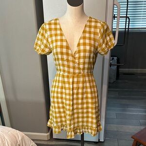Sunny Checkered V-Neck Mini Dress